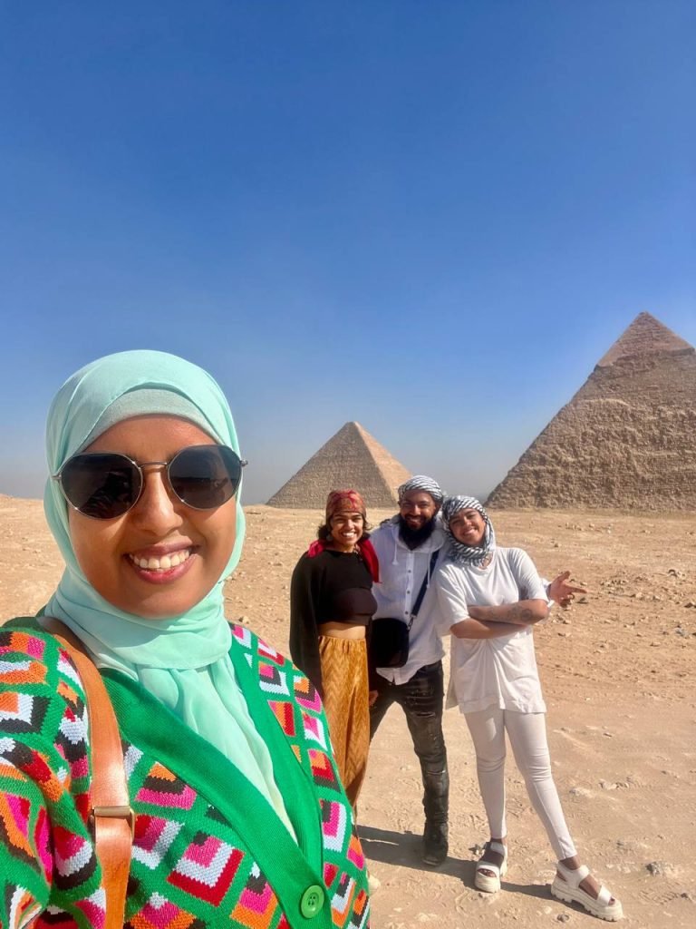 Giza pyramids female tour guide